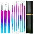 thumbnail image 1 of KLZO 10-Pcs Blackhead Extractor Kit - Stainless Steel Pimple Popper Tool - Acne, Blemish, Milia, Zit Remover for Face - Gradient, 1 of 8