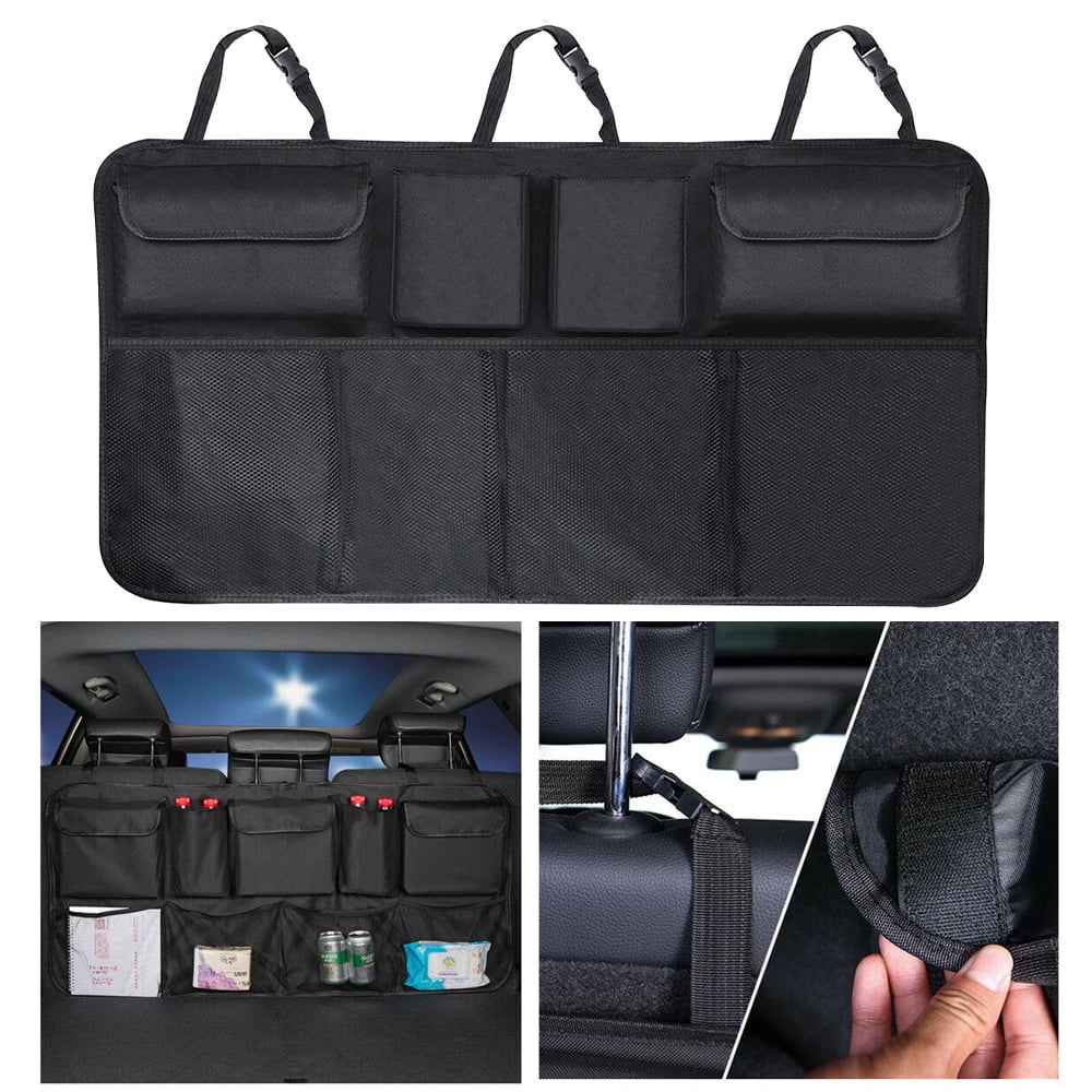 Car Trunk Organizer,Backseat Hanging Storage with 4 Large Pockets, 10