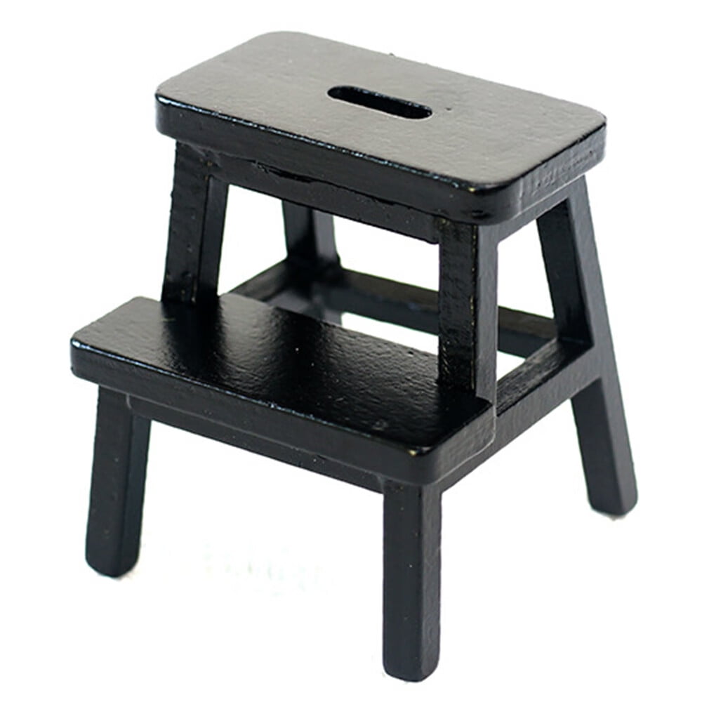 KLZO Dollhouse Miniature Furniture Step Stool Toy, High Leg Double