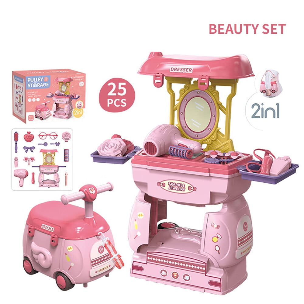 KLZO Kids Play Vanities Dresser Set, Pretend Play Toys for Toddlers 3 4