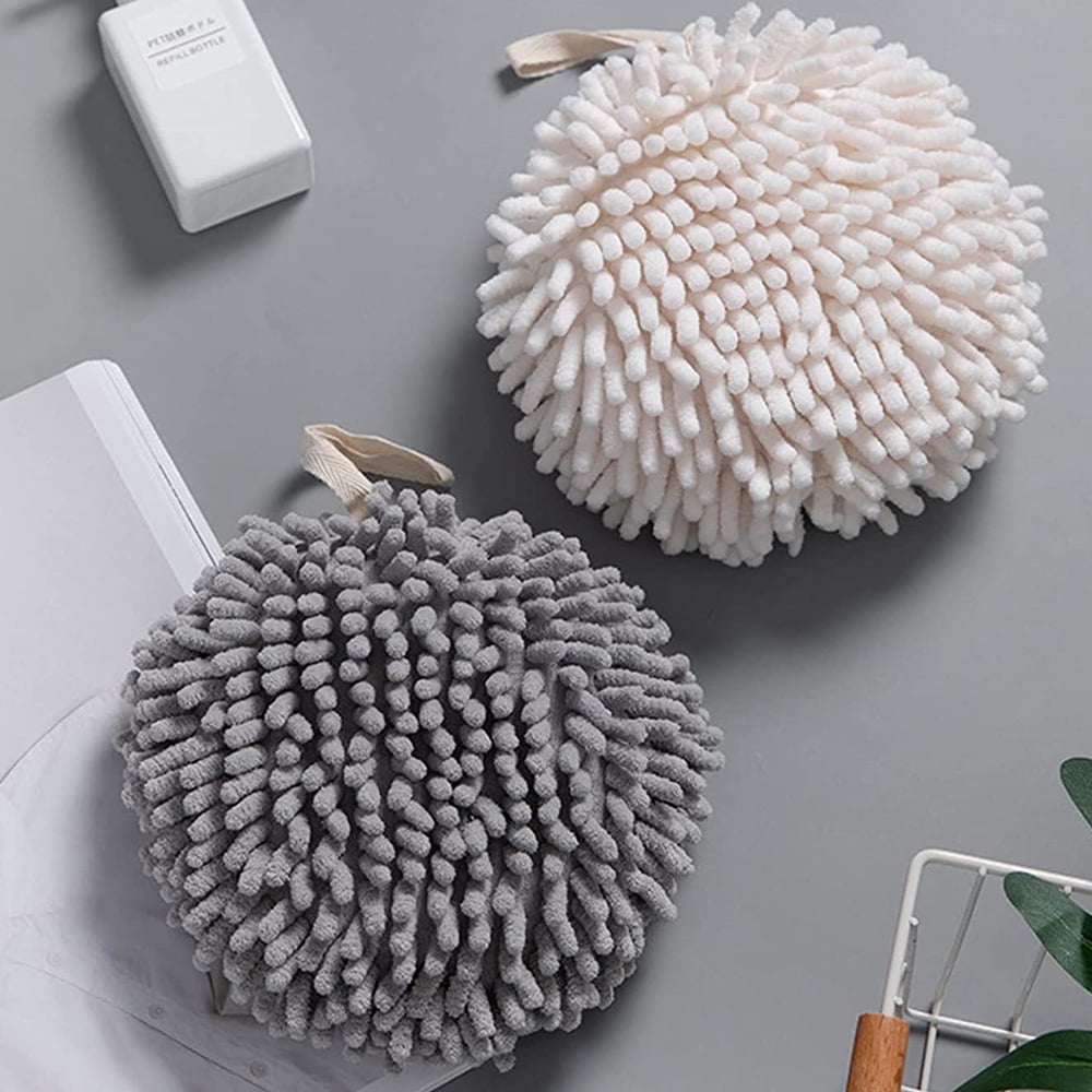 KLZO Soft Chenille Hanging Hand Towels, Quick Dry Hand Bath Towels, 2