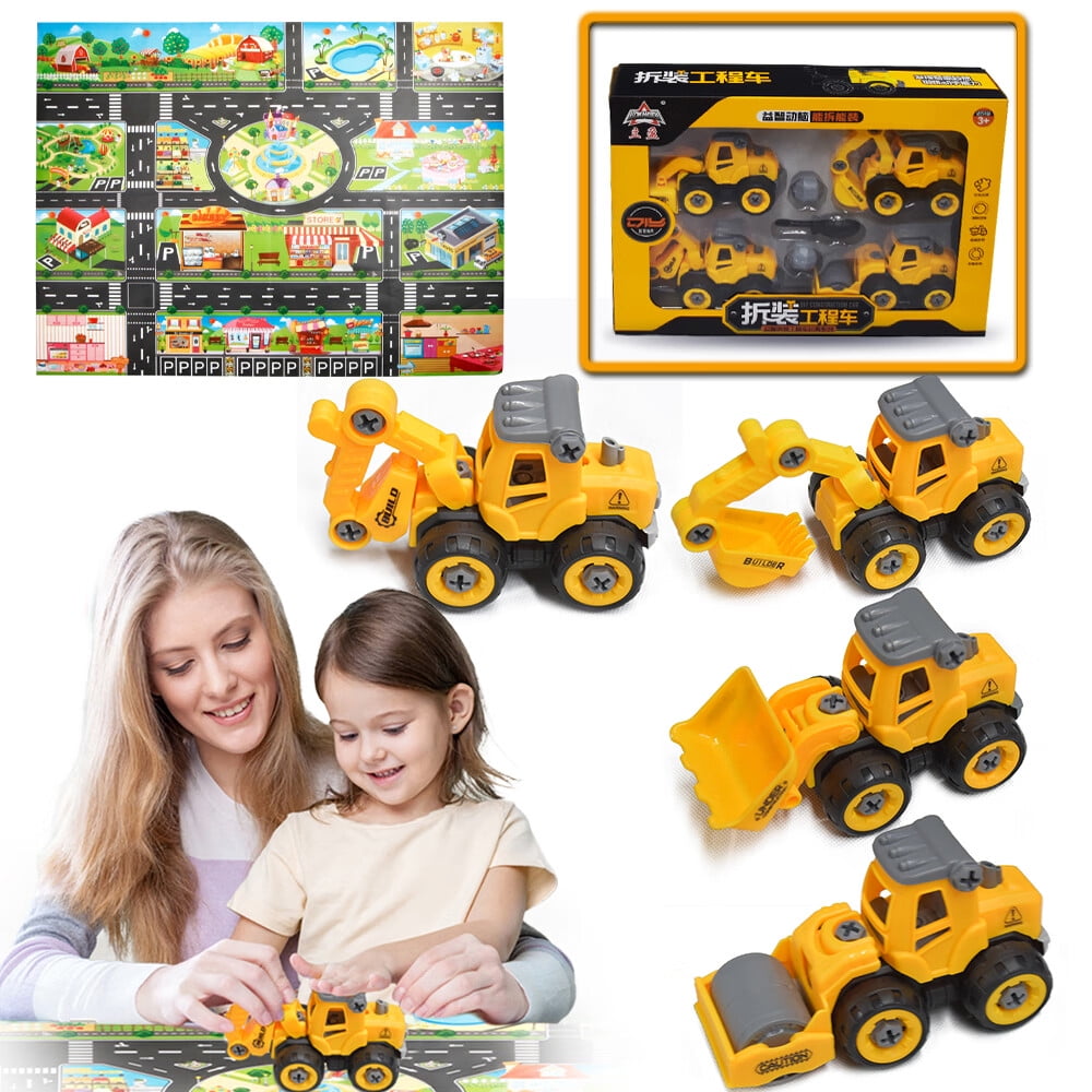 KLZO Take Apart Cars Toy Set w/Activity Play Mat, Construction