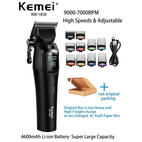 KM-1858 Professional High Speed Hair Clipper 9000RPM Barber Haircut For Men DLC Knife Salon Use Powerful Hair Cutting