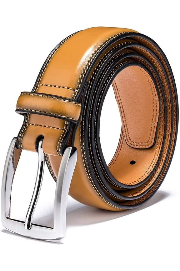 Men's Leather Dress Belt-Classic & Fashion for Work Business and Casual 34 Essential Tan