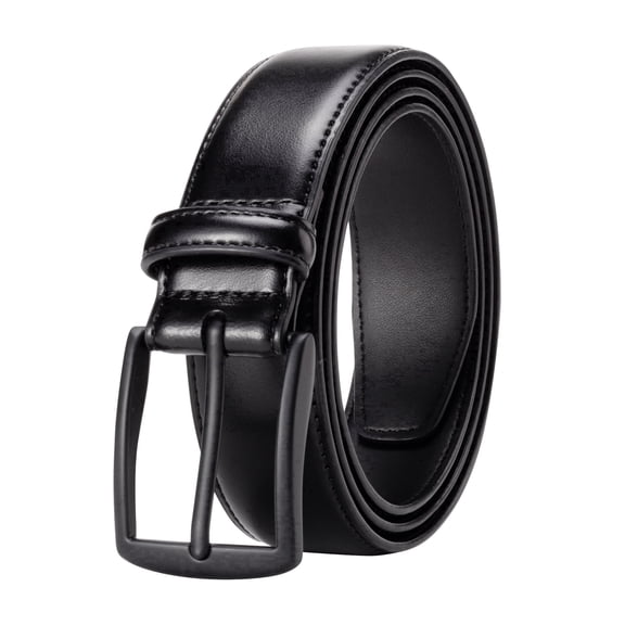 KM Legend Mens Leather Dress Belt for Work Business and Casual(Black, 30)