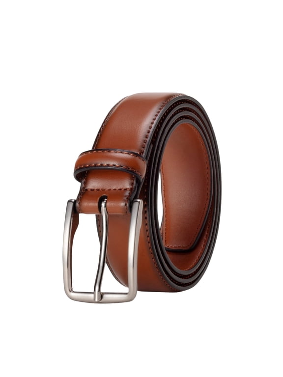 Mens Leather Dress Belt for Work Business and Casual(Brown, 40)