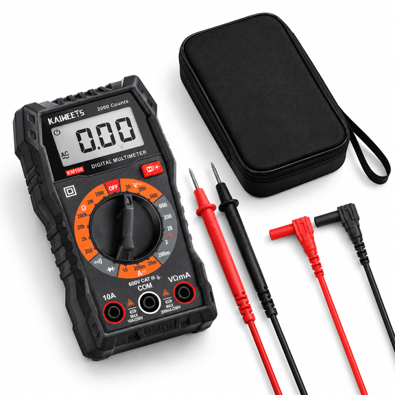 KM100 Digital Multimeter Voltmeter with Carrying Case for Testing and DIY Projects