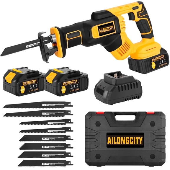 AILONGCITY 21 V Cordless Reciprocating Saw, 4.0 Ah, 3500 RPM