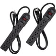thumbnail image 1 of KMC Surge Protector Power Strip, 6-Outlet, 2-Pack, 4 ft Extension Cord, 900 Joules, Black, 1 of 9