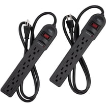 KMC Surge Protector Power Strip, 6-Outlet, 2-Pack, 4 ft Extension Cord, 900 Joules, Black