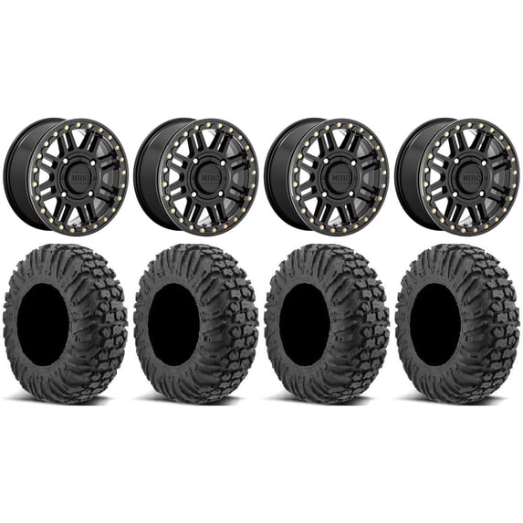 KMC Cage Beadlock 15" Wheels Black 30" MotoVator Tires Can-Am Maverick X3 / Honda Pioneer 1000 / Talon