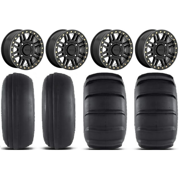 KMC Cage Beadlock 15" Wheels Black 31" Sand Slinger Tires Sportsman RZR Ranger