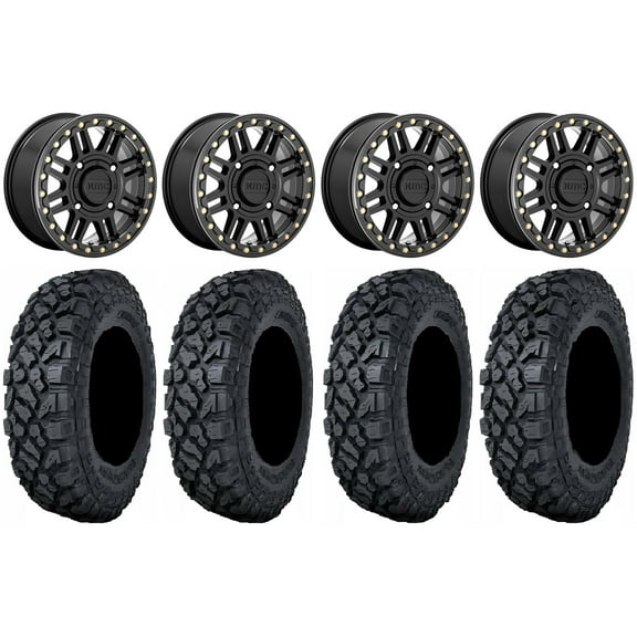 KMC Cage Beadlock 15" Wheels Black 32" Klever X/T Tires Can-Am Commander Maverick Renegade Outlander Defender