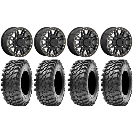 KMC Cage Beadlock 15" Wheels Black 32" Rampage Tires Can-Am Maverick X3 / Honda Pioneer 1000 / Talon