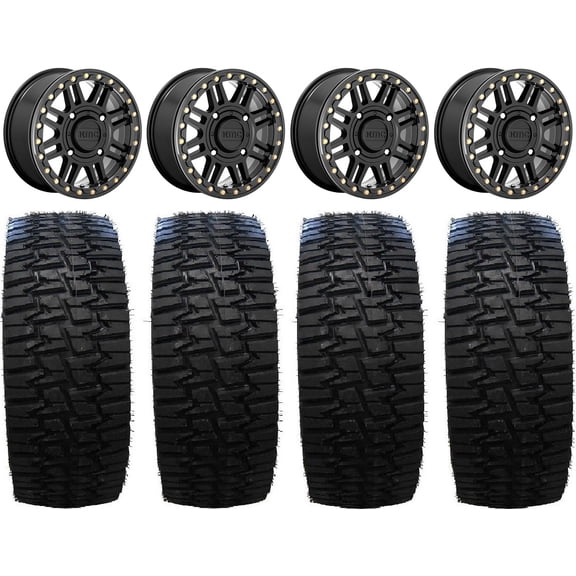 KMC Cage Beadlock 15" Wheels Black 33" Desert Race Tires Sportsman RZR Ranger