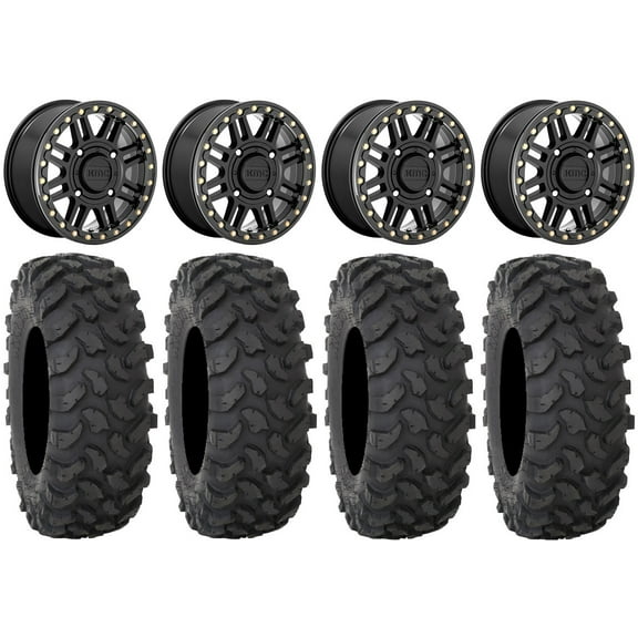 KMC Cage Beadlock 15" Wheels Black 37" XTR370 Tires Sportsman RZR Ranger