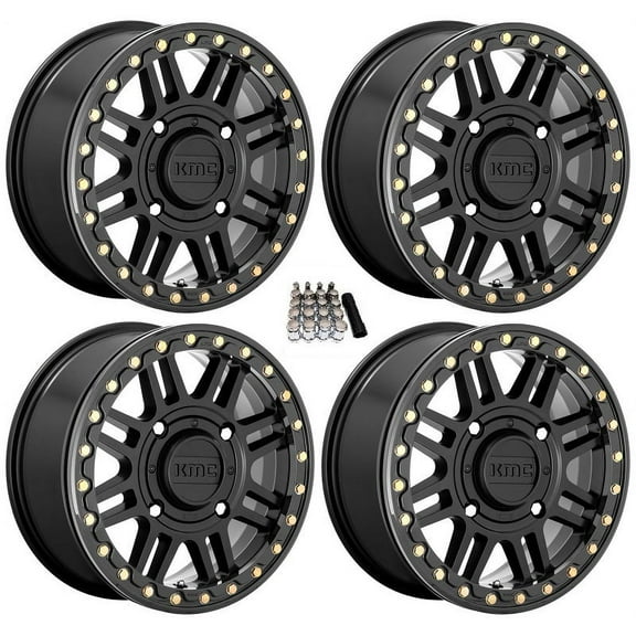 KMC Cage Beadlock 15x6 Wheels Black Kawasaki Mule Pro FXT