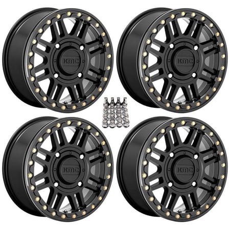 KMC Cage Beadlock 15x6 Wheels Black Sportsman RZR Ranger