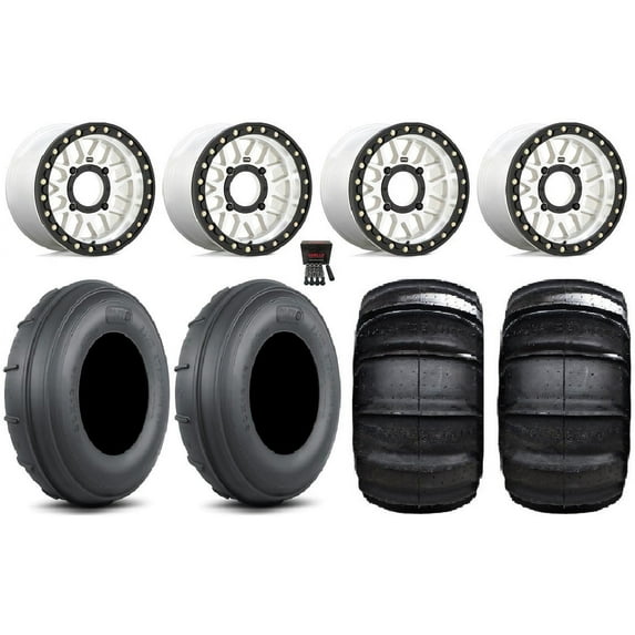 KMC Grenade Bdlk 15" Wheels Mh +10mm 30" SandStripper TT/XLHP Tires Can-Am Commander Mav Renegade Outlander Defender