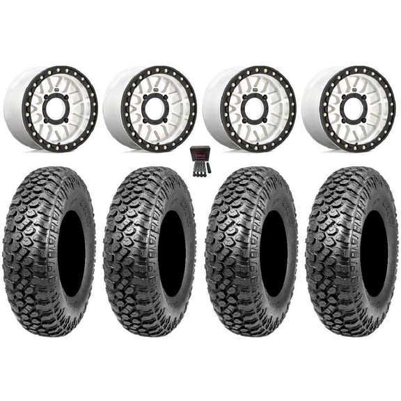 KMC Grenade Bdlk 15" Wheels Mh +10mm 33" RAZR XT Tires Can-Am Commander Maverick Renegade Outlander Defender