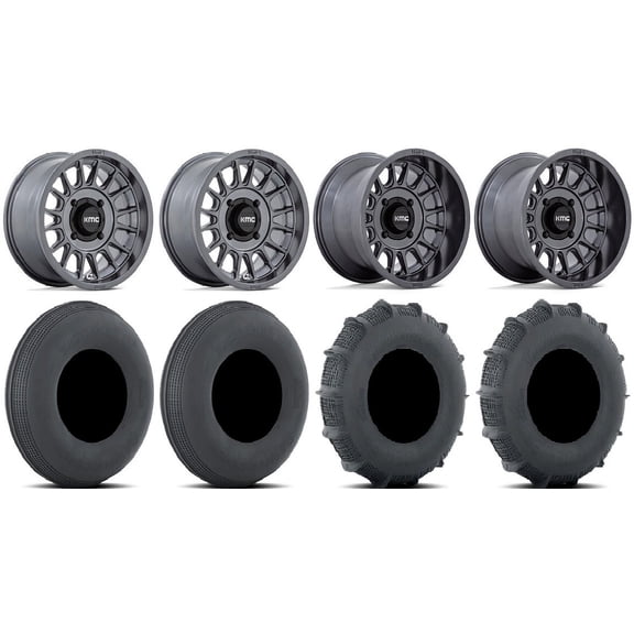 KMC Impact 15" Wheels Anthracite 33" Sand Series SS Tires Can-Am Commander Maverick Renegade Outlander Defender