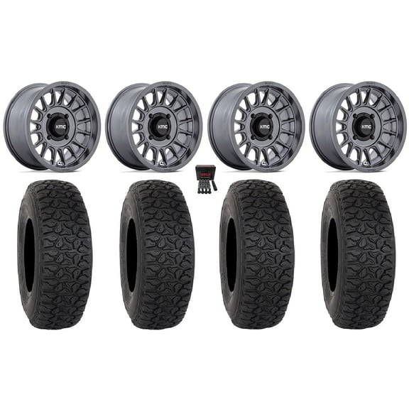 KMC Impact 15" Wheels Anthracite 35" DX440 Tires Kawasaki Teryx Mule