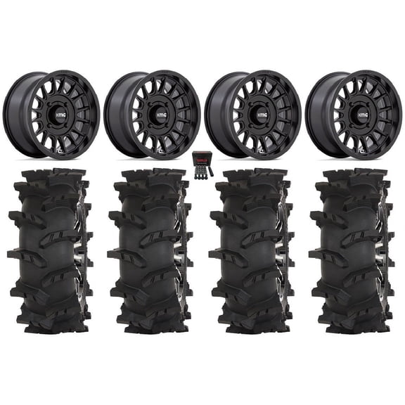 KMC Impact 15" Wheels Black 32" Outlaw Max Tires Kawasaki Teryx Mule