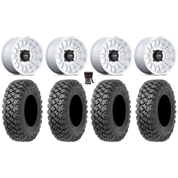 KMC Impact 15" Wheels Machined 32" Alpha Tires Can-Am Maverick X3 / Honda Pioneer 1000 / Talon