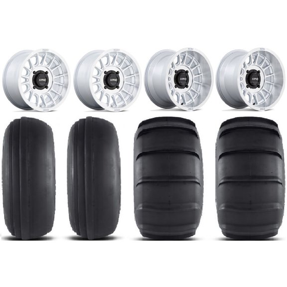 KMC Impact 15" Wheels Machined 33" Sand Slinger Tires Can-Am Maverick X3 / Honda Pioneer 1000 / Talon