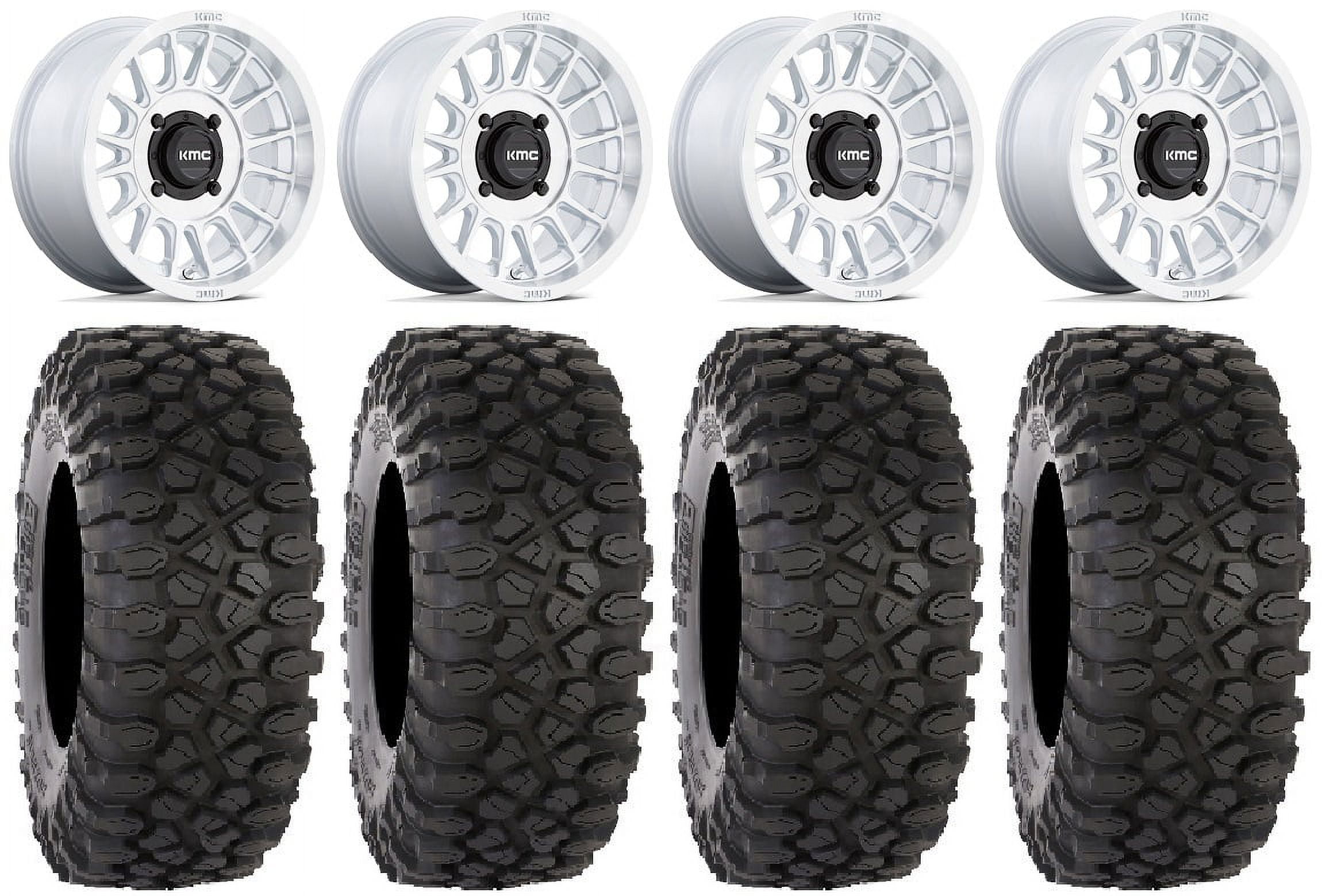 KMC Impact 15" Wheels Machined 35" XC450 Tires Polaris RZR XP 1000