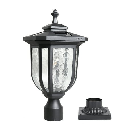 KMC KMC LIGHTING ST4322Q Solar Lamp Post Light Outdoor Aluminum Solar Post Light 120 LUMENS One Pack for Garden Post Pole Mount Landscape Yard etc.