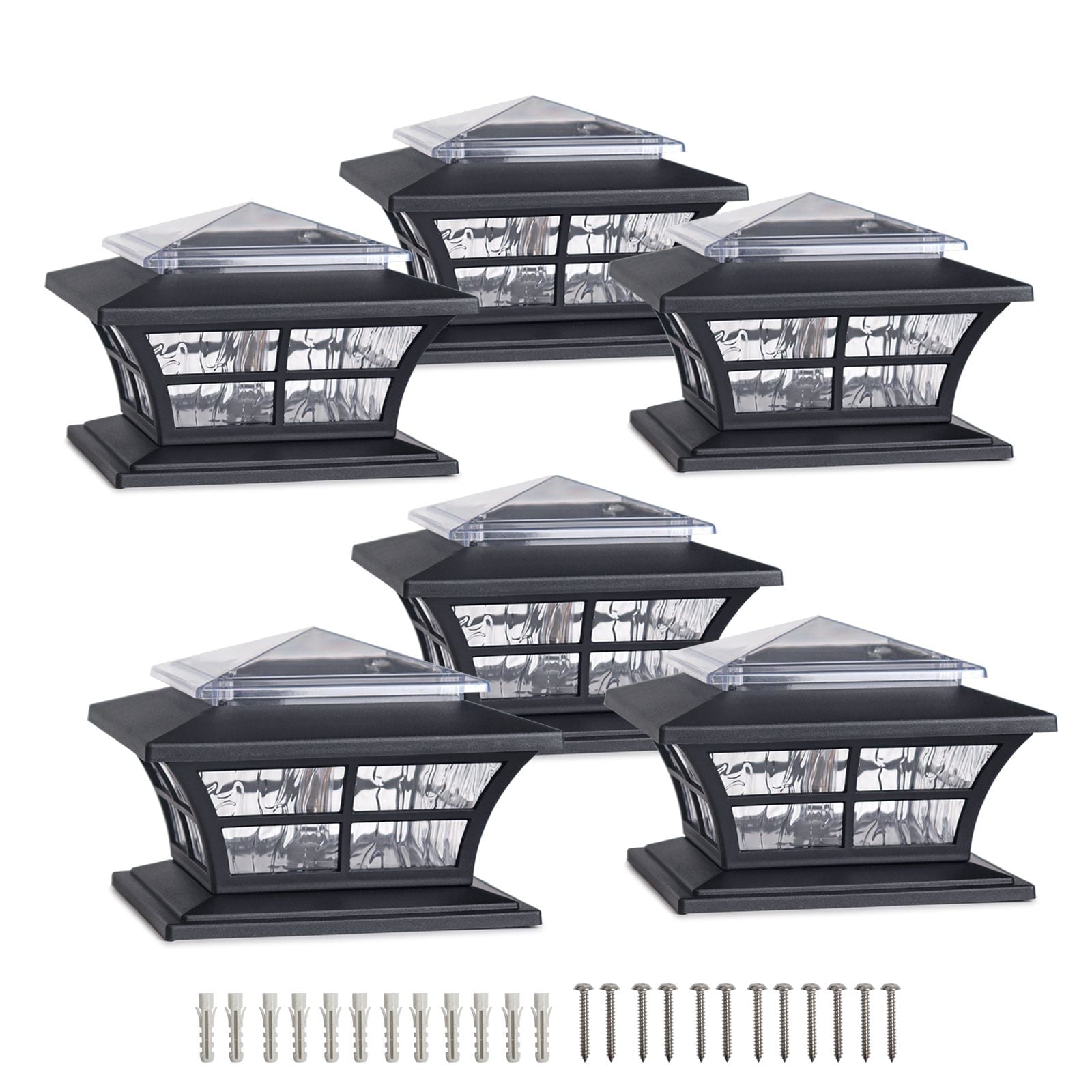 KMC Lighting Waterproof Solar LED Deck Light, Black, 6 Pack