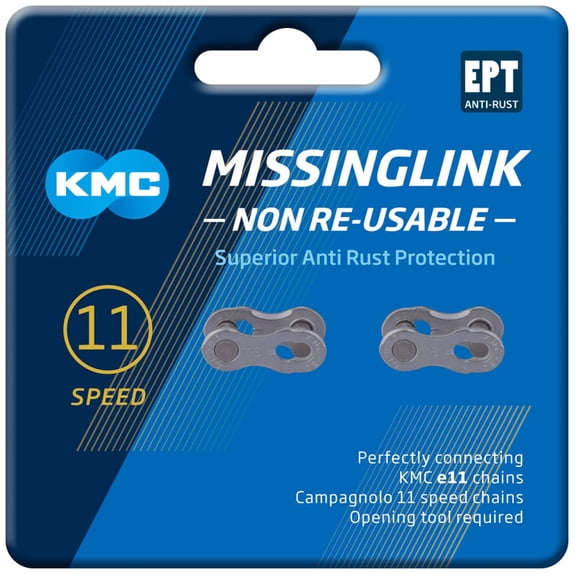 KMC 11 Speed EPT Non Re-Usable MissingLinks, Dark Silver, 2 Pairs