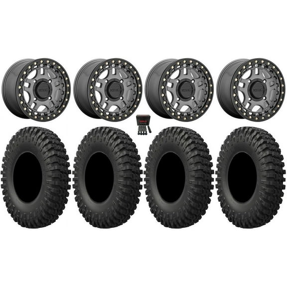 KMC Recon Beadlock 15" Wheels Gunmetal 33" MotoCrusher Tires Polaris RZR XP 1000 / PRO XP / Ranger XP 900/1000