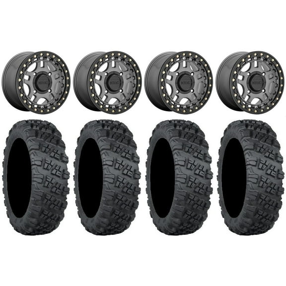 KMC Recon Beadlock 15" Wheels Gunmetal 33" Versa Cross V3 Tires Polaris RZR XP 1000 / PRO XP / Ranger XP 900/1000