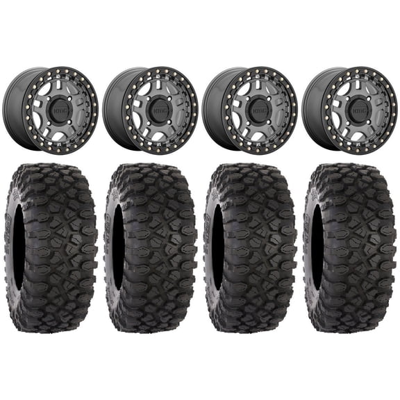 KMC Recon Beadlock 15" Wheels Gunmetal 33" XC450 Tires Can-Am Maverick X3 / Honda Pioneer 1000 / Talon