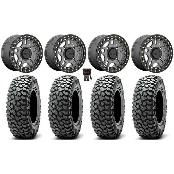 KMC Recon Beadlock 15" Wheels Gunmetal 35" RocScraper Tires Polaris RZR XP 1000 / PRO XP / Ranger XP 900/1000
