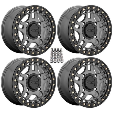 KMC Recon Beadlock 15" Wheels Gunmetal Sportsman RZR Ranger