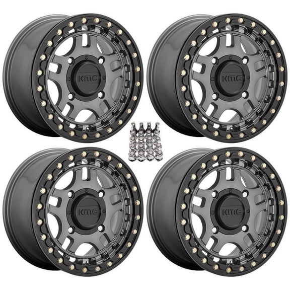 KMC Recon Beadlock 15" Wheels Gunmetal Sportsman RZR Ranger