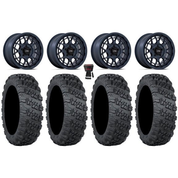 KMC Technic 15" Wheels Blue 32" Versa Cross V3 Tires Polaris RZR Turbo R & Pro R Ranger 1500 Xpedition