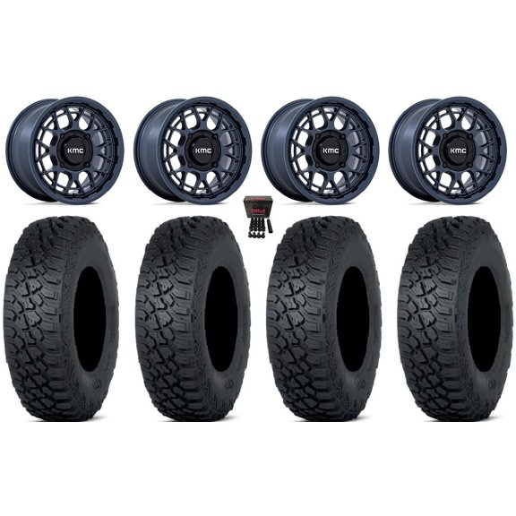 KMC Technic 15" Wheels Blue 35" Tenacity XNR Tires Can-Am Maverick X3 / Honda Pioneer 1000 / Talon