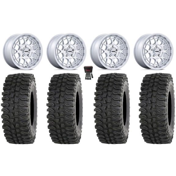 KMC Technic 15" Wheels Gloss Machined 32" BDC Tires Polaris RZR Turbo R & Pro R Ranger 1500 Xpedition