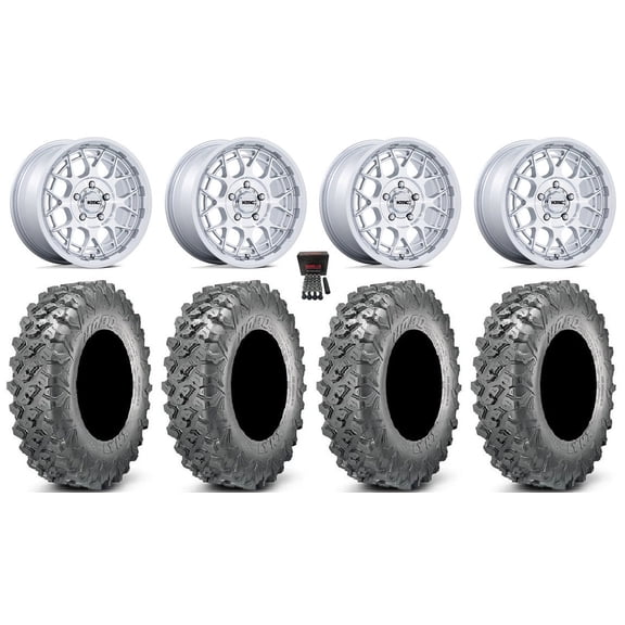 KMC Technic 15" Wheels Gloss Machined 32" Lynx SXS Tires Polaris RZR Turbo R & Pro R Ranger 1500 Xpedition