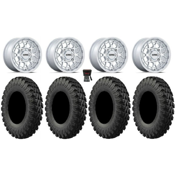 KMC Technic 15" Wheels Gloss Machined 33" MotoRally Tires Can-Am Commander Maverick Renegade Outlander Defender