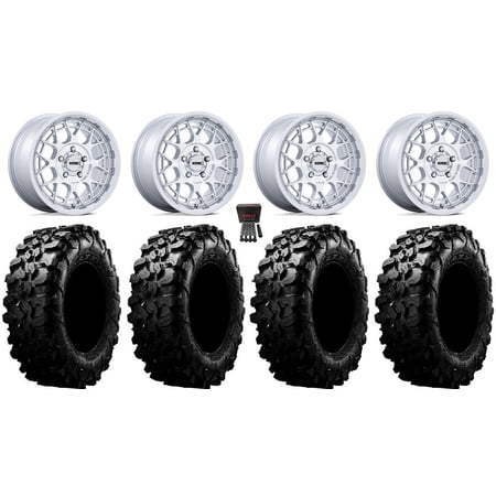 KMC Technic 15" Wheels Gloss Machined 35" Carnivore Tires Polaris RZR Turbo R & Pro R Ranger 1500 Xpedition