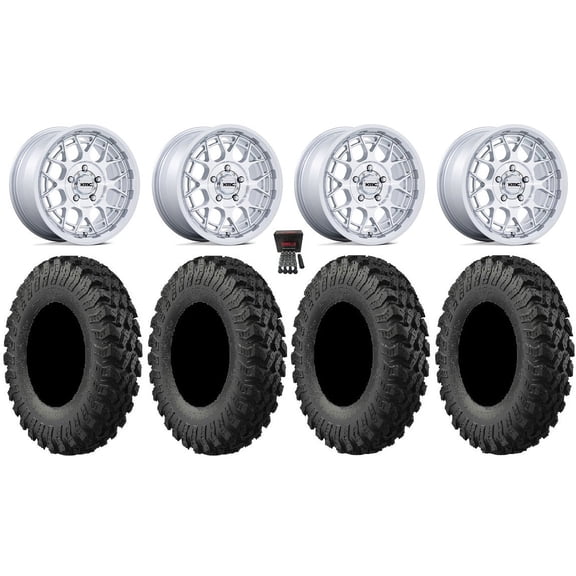 KMC Technic 15" Wheels Gloss Machined 35" MotoRally Tires Polaris RZR Turbo R & Pro R Ranger 1500 Xpedition