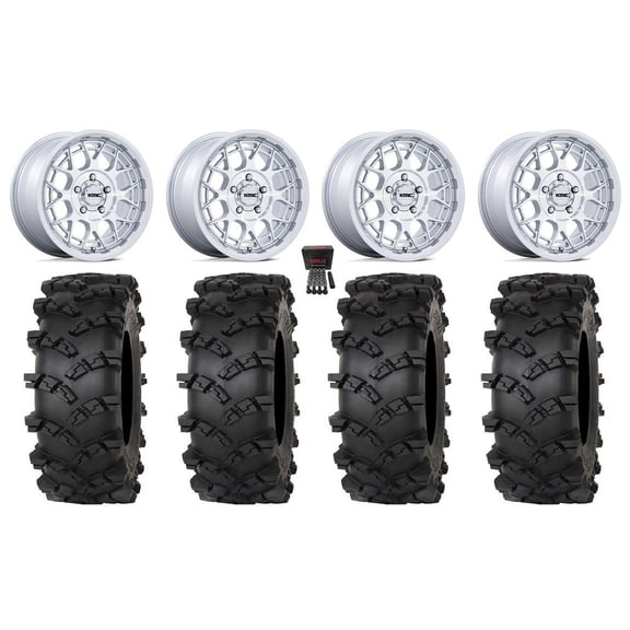 KMC Technic 15" Wheels Gloss Machined 35" Outlaw M/T Tires Polaris RZR Turbo R & Pro R Ranger 1500 Xpedition
