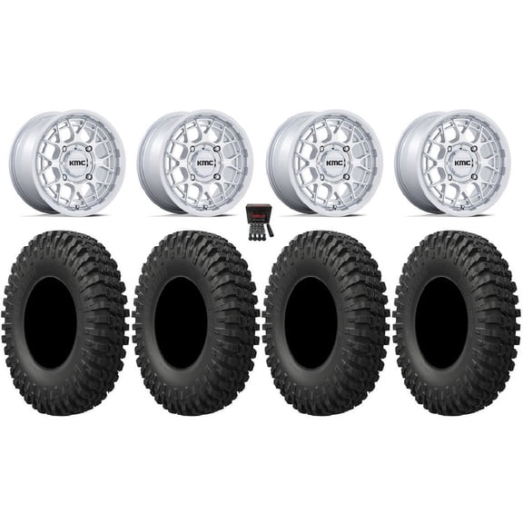 KMC Technic 15" Wheels Gloss Machined 37" MotoCrusher Tires Can-Am Commander Maverick Renegade Outlander Defender