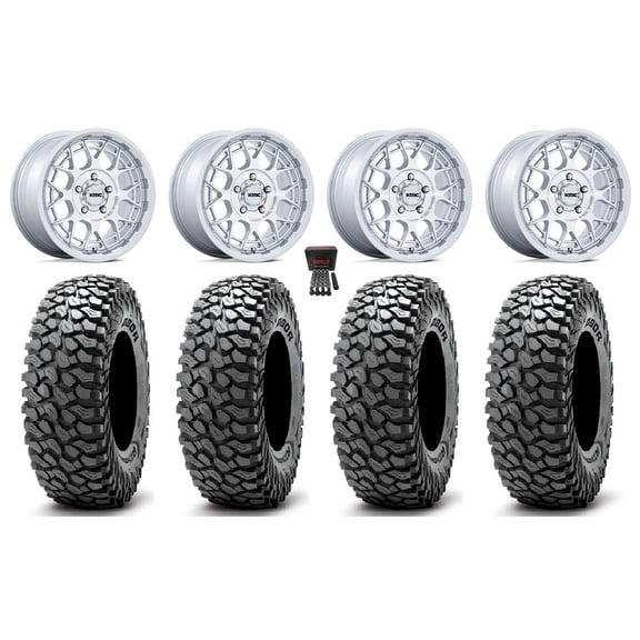 KMC Technic 15" Wheels Gloss Machined 37" RocScraper Tires Polaris RZR Turbo R & Pro R Ranger 1500 Xpedition