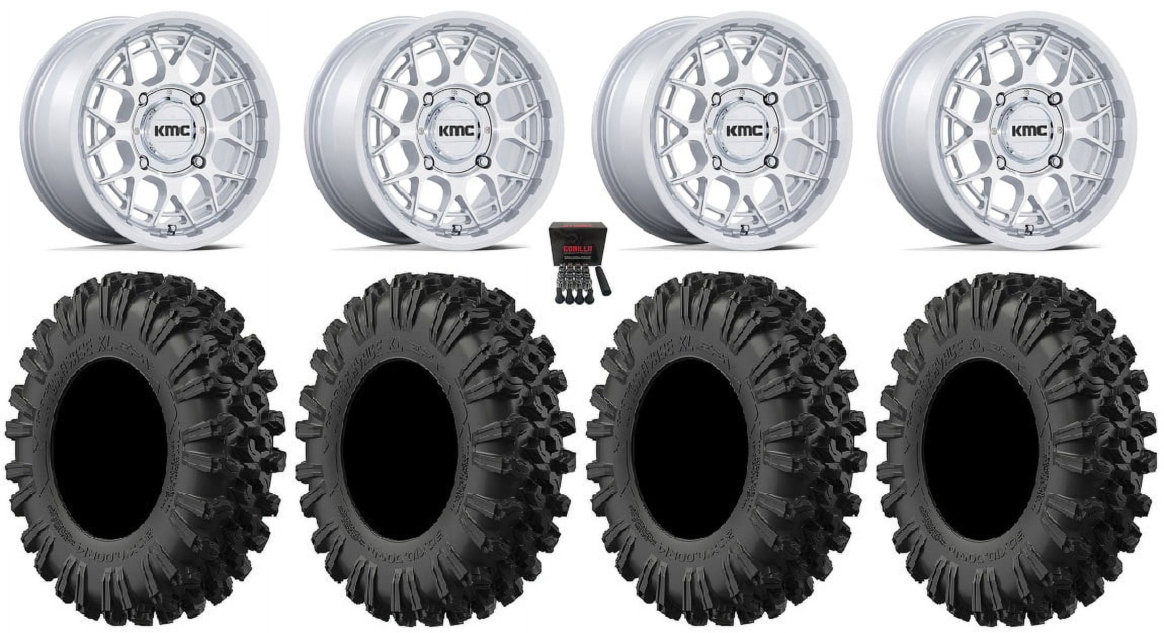 KMC Technic 15" Wheels Machined 37" MotoRavage XL Tires Sportsman RZR Ranger